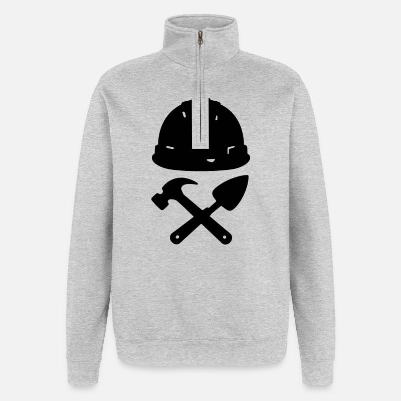 T-shirt Construction - Builder Tools Helmet - Quarter-Zip Sweatshirt - heather grey