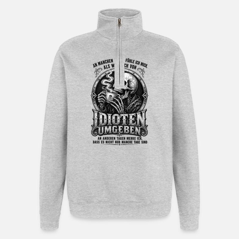Gothic Skelett Kaffee Kollegen - Quarter-Zip-Sweatshirt - Grau meliert