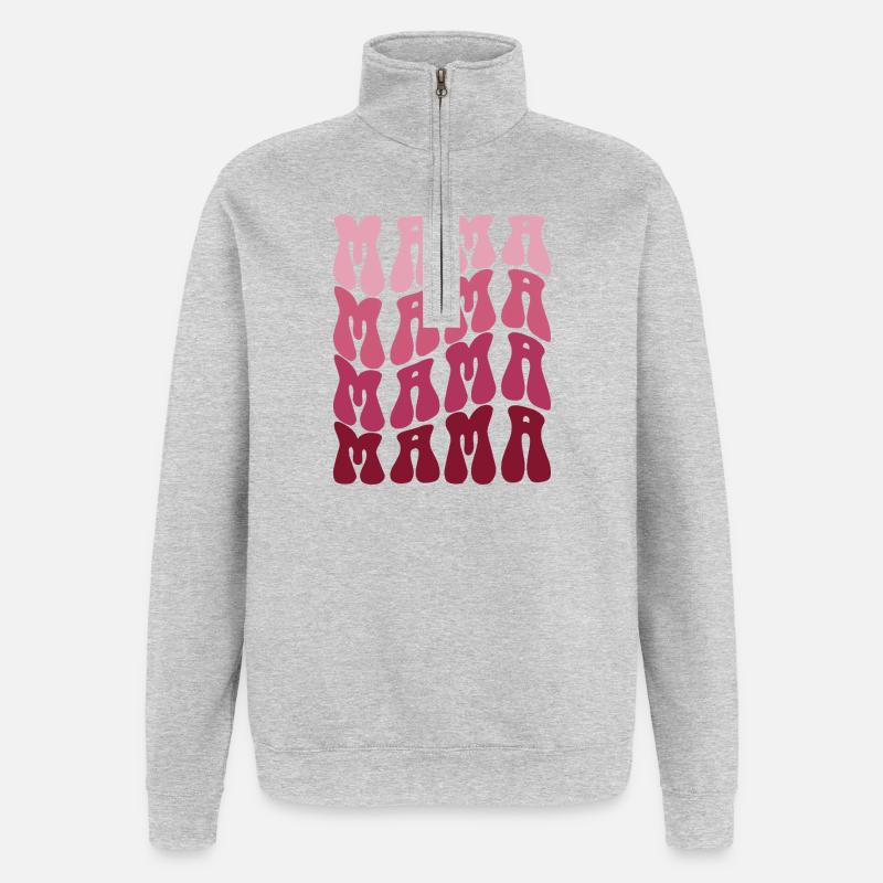 Mom Pattern in Pink Gradient - Quarter-Zip Sweatshirt - heather grey