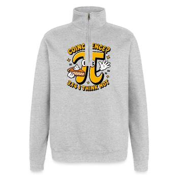 Coïncidence du Jour Pi 3.14 Conception de Gâteau Mathématique - Sweat à zip 1/4 - gris chiné - Devant - AI Model Female 172 light (172cm) & AI Model Male 178 dark (178cm)