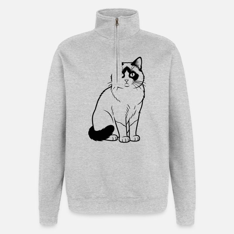 Schneeschuhkatze - Quarter-Zip-Sweatshirt - Grau meliert