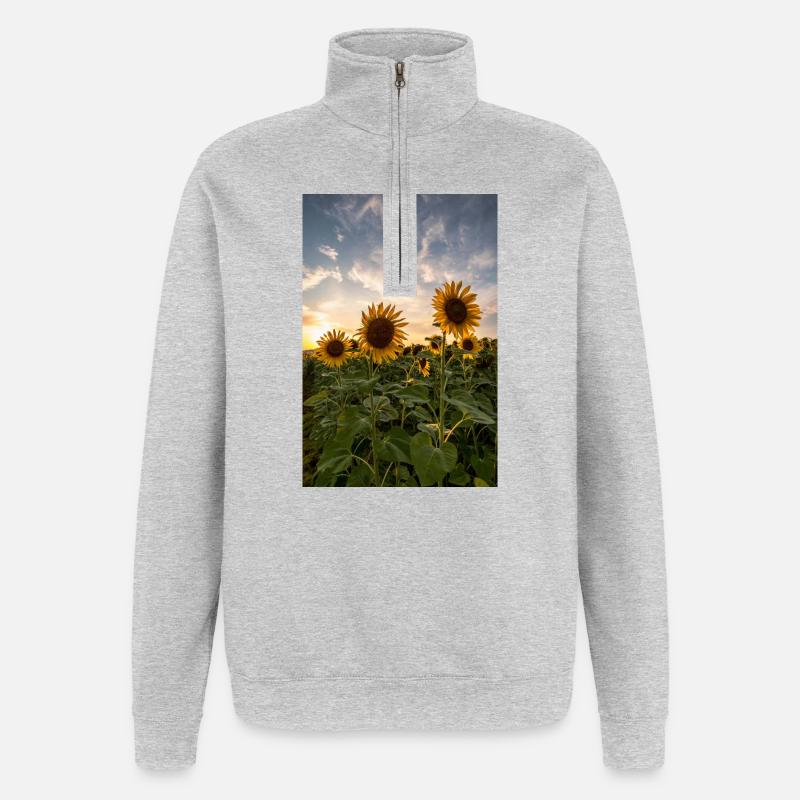 Sunflowers at sunset - Quarter-Zip Sweatshirt - heather grey