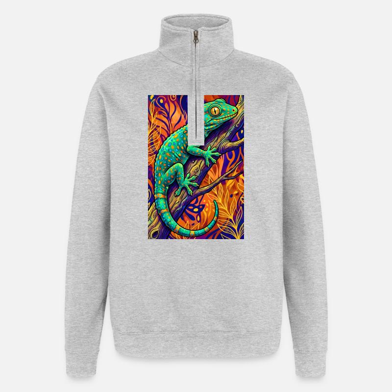 Gecko - Sweat à zip 1/4 - gris chiné