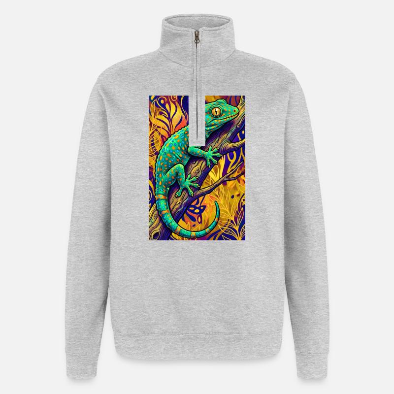 Gecko - Quarter-Zip-Sweatshirt - Grau meliert