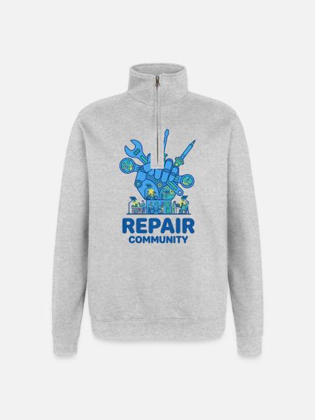 Cultuur van gereedschappen van de reparatiegemeenschap - Sweatshirt met 1/4-rits - grijs gemêleerd