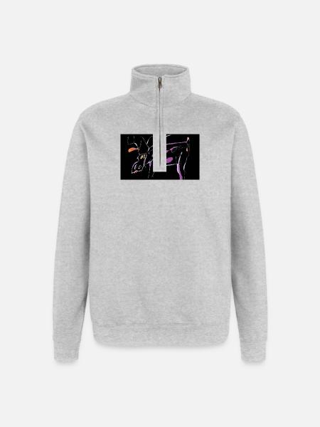 pourpre - Sweat à zip 1/4 - gris chiné