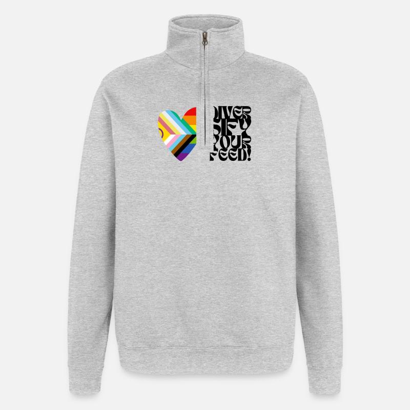 🌈♿ Diversify Your Feed –Progress Pride&Disability - Quarter-Zip Sweatshirt - heather grey