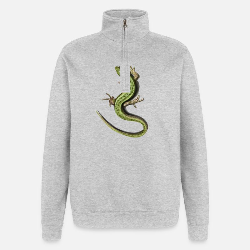 Eidechse - Quarter-Zip-Sweatshirt - Grau meliert