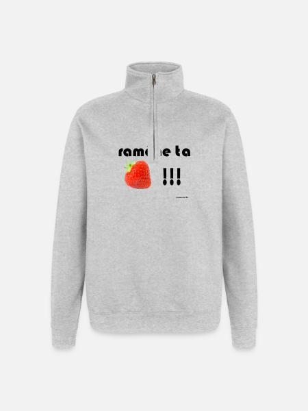 back your strawberry - Quarter-Zip Sweatshirt - heather grey