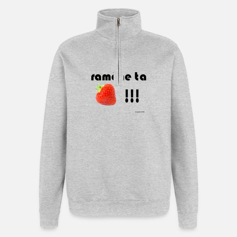 Sichern Sie Ihre Erdbeeren - Quarter-Zip-Sweatshirt - Grau meliert