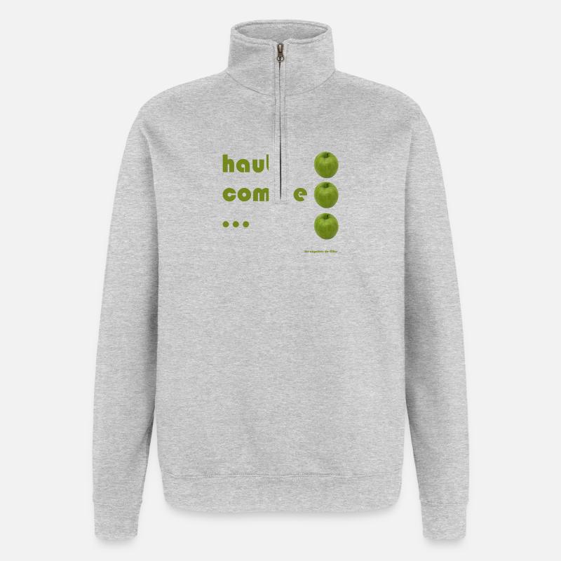 Haute Comme Trois Pommes Humour - Sweat à zip 1/4 - gris chiné