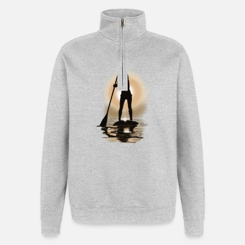 paddle boarding - Sweat à zip 1/4 - gris chiné