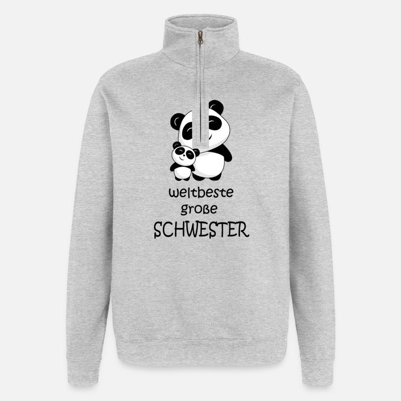 weltbeste große Schwester - Quarter-Zip-Sweatshirt - Grau meliert