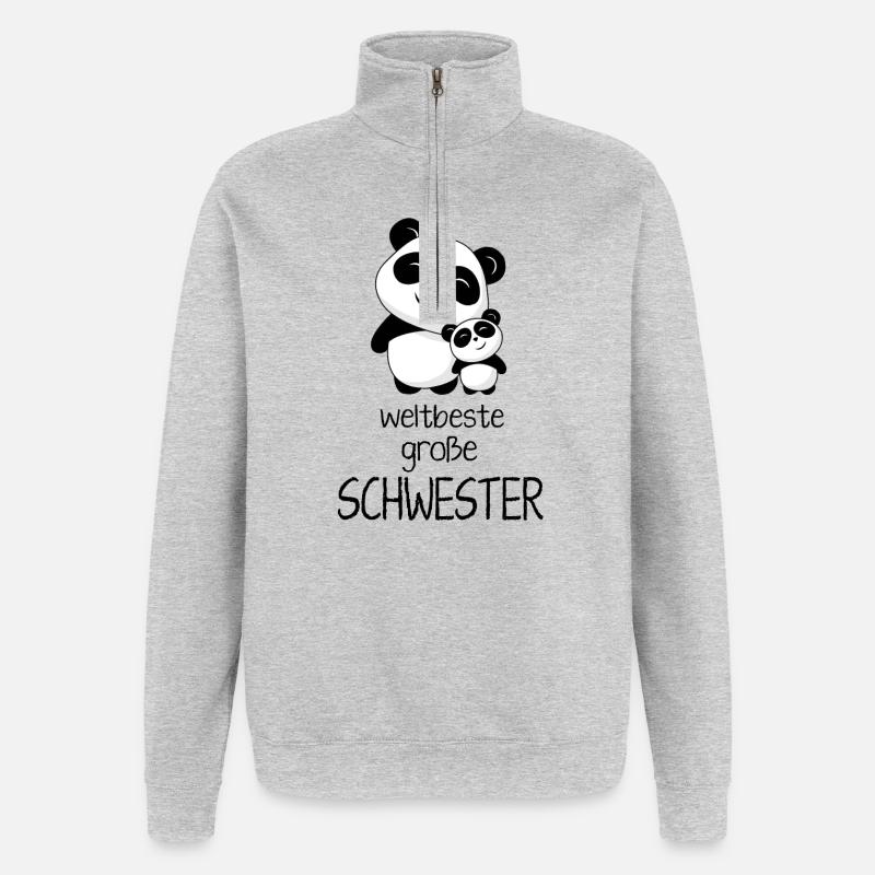 Weltbeste grosse Schwester - Quarter-Zip-Sweatshirt - Grau meliert