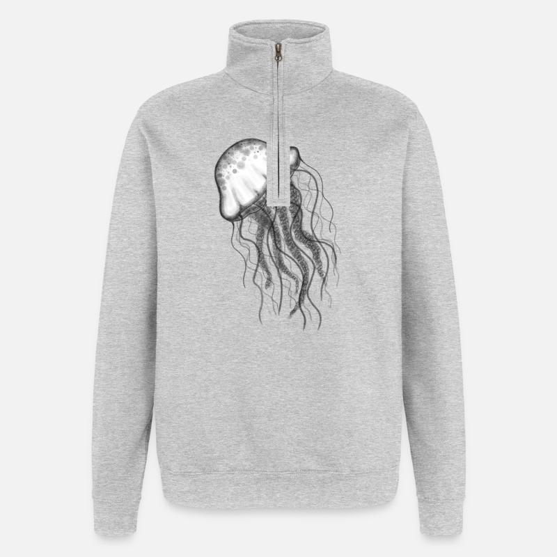 Méduse Méduse - Sweat à zip 1/4 - gris chiné