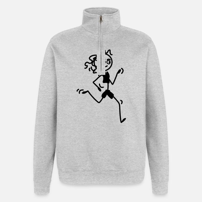 Läuferin Mädchen oder Frau - Quarter-Zip-Sweatshirt - Grau meliert