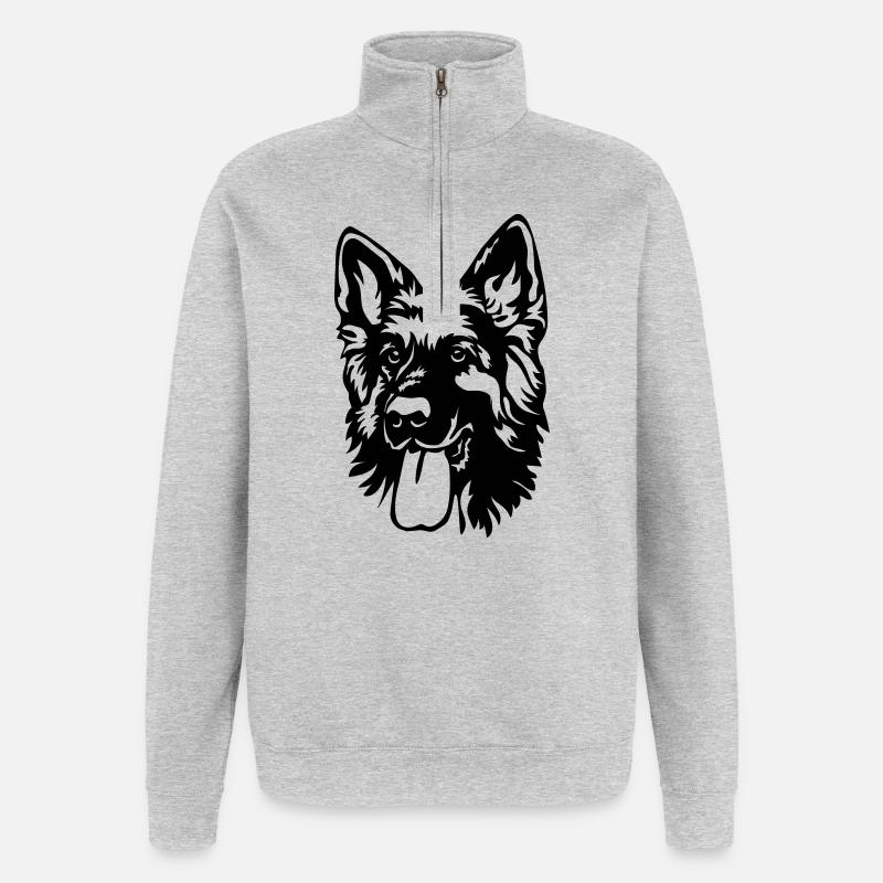 German Shepherd Head - Quarter-Zip Sweatshirt - heather grey