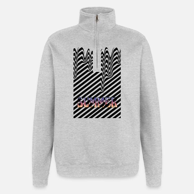 Sommerhitze schwarze Streifen - Quarter-Zip-Sweatshirt - Grau meliert
