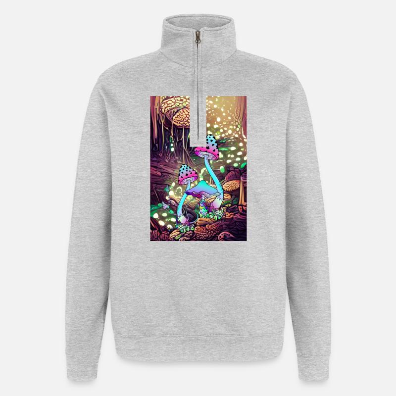 Magic Mushroom Landscape artwork - Quarter-Zip-Sweatshirt - Grau meliert