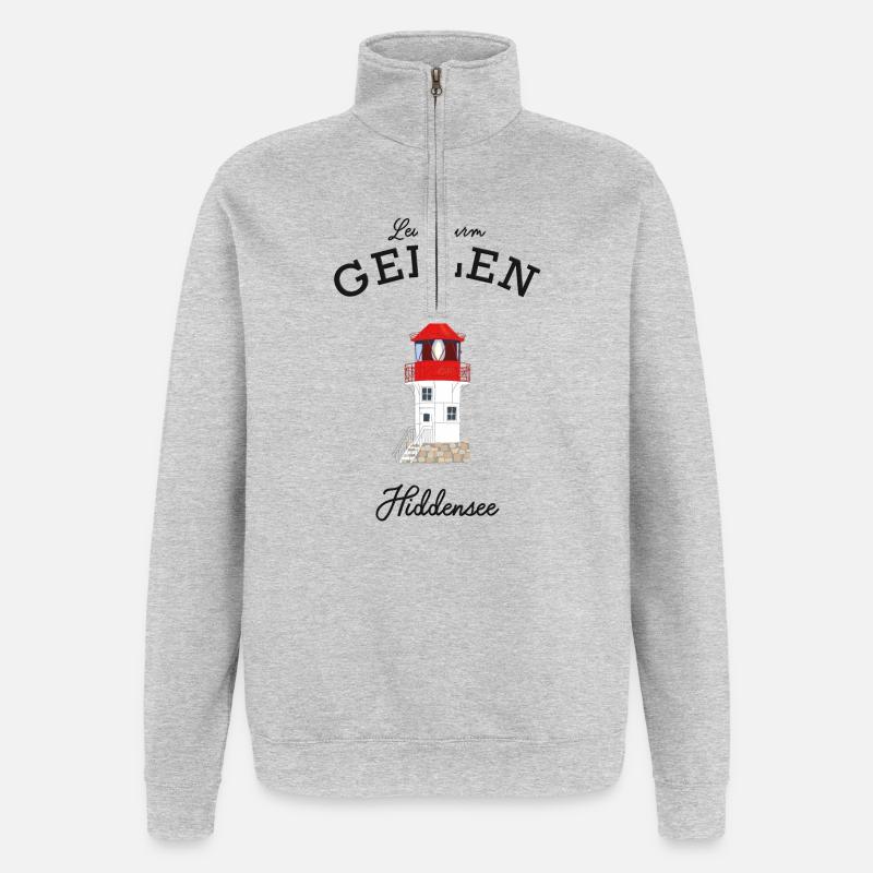 Hiddensee, Leuchtturm Gellen, Poster - Quarter-Zip-Sweatshirt - Grau meliert