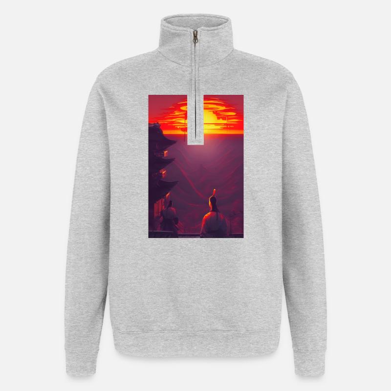 Samouraï 3 - Sweat à zip 1/4 - gris chiné