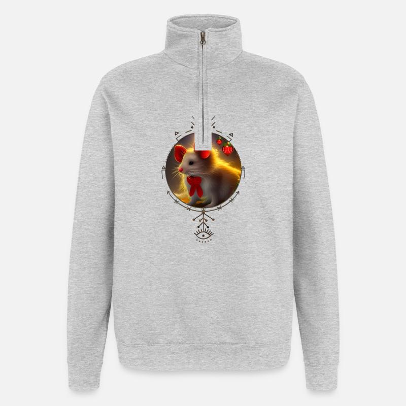 Mignonne petite souris de Noël - Sweat à zip 1/4 - gris chiné
