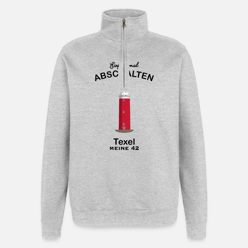 TexeL, Leuchtturm Eierland - Quarter-Zip-Sweatshirt - Grau meliert