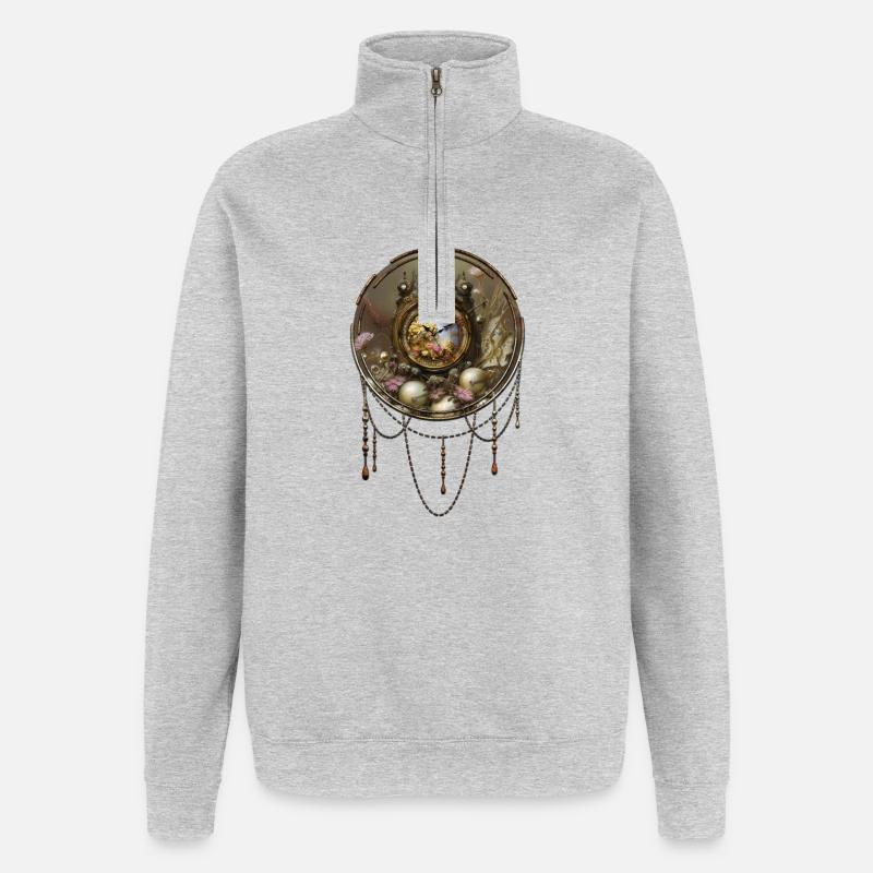 L’esthétique Steampunk - Sweat à zip 1/4 - gris chiné