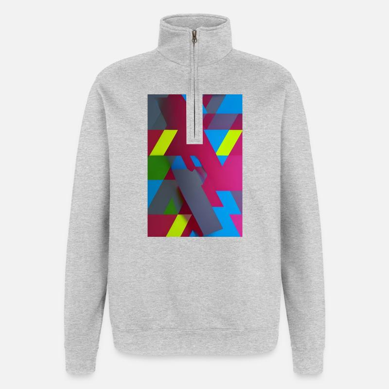 Composition du triangle géométrique néon - Sweat à zip 1/4 - gris chiné