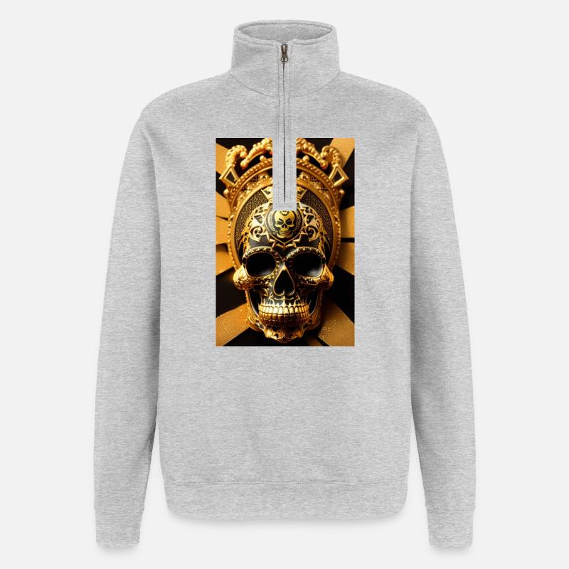 Maya-Schädel - Quarter-Zip-Sweatshirt - Grau meliert