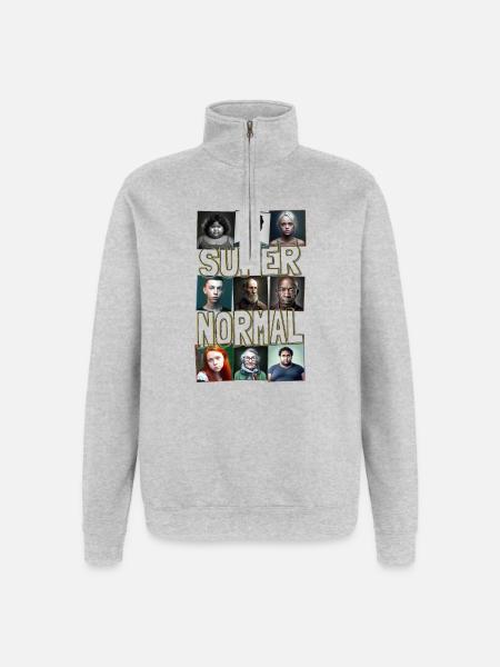 Super Gewöhnlich 03 SN - Quarter-Zip-Sweatshirt - Grau meliert