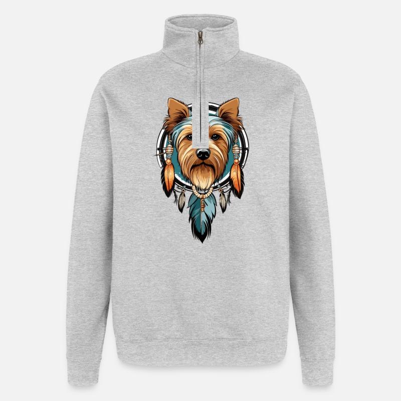 Yorkshire Terrier Traumfänger - Quarter-Zip-Sweatshirt - Grau meliert