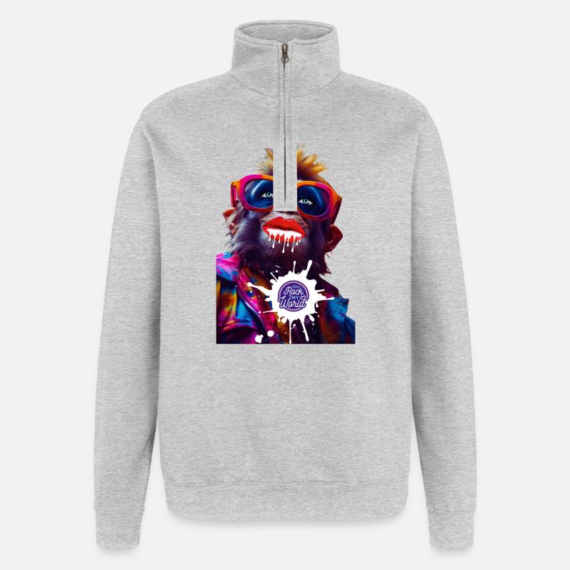 Tu fais vibrer mon monde - Sweat à zip 1/4 - gris chiné