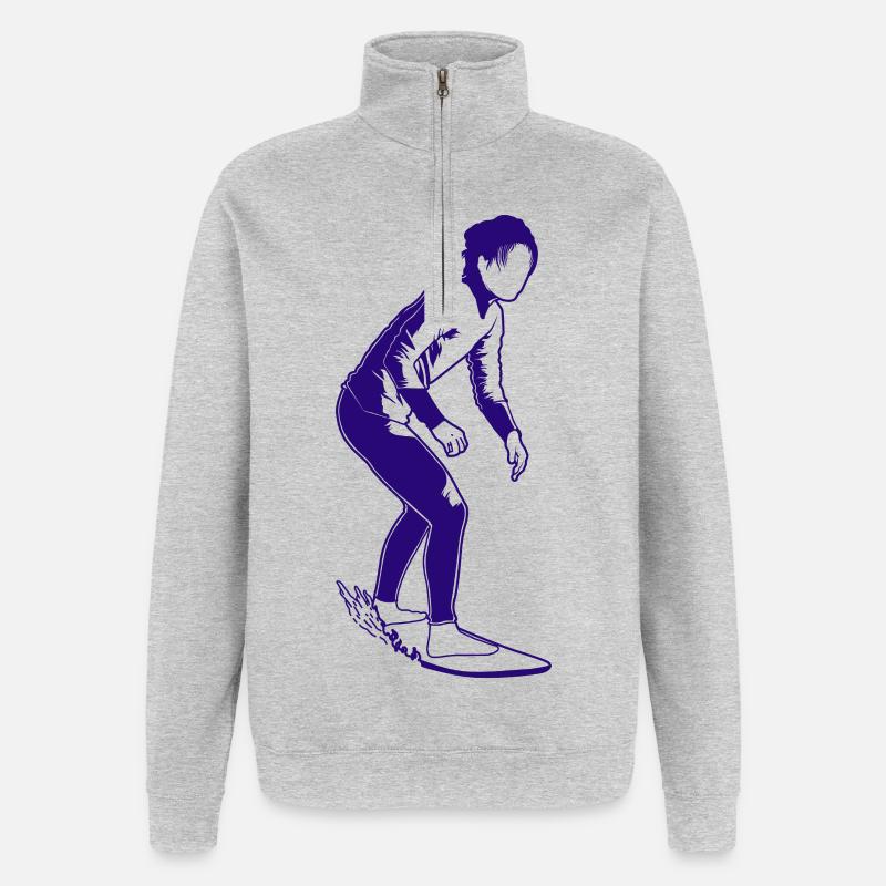 Surfeur - Sweat à zip 1/4 - gris chiné