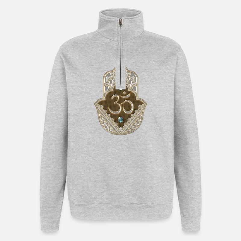 Das elegante Ohm-Zeichen. - Quarter-Zip-Sweatshirt - Grau meliert