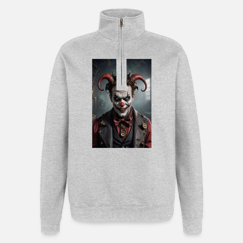 Steampunk Devil Clown - Quarter-Zip Sweatshirt - heather grey