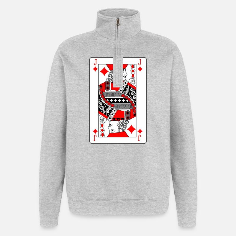 Carte à jouer diamond farmer - Sweat à zip 1/4 - gris chiné