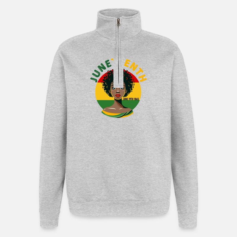 Juneteenth - Quarter-Zip-Sweatshirt - Grau meliert