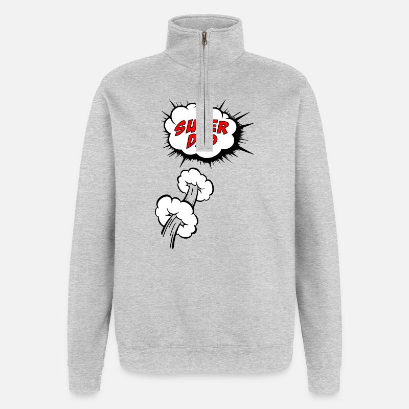 Super-Papa - Quarter-Zip-Sweatshirt - Grau meliert