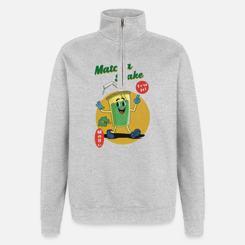 Matcha Shake - Try it! - Quarter-Zip-Sweatshirt - Grau meliert