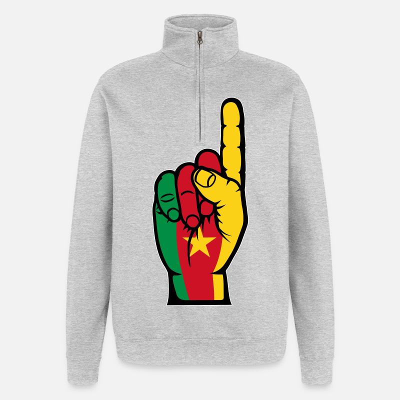 Cameroon Flag Number 1 - Quarter-Zip Sweatshirt - heather grey