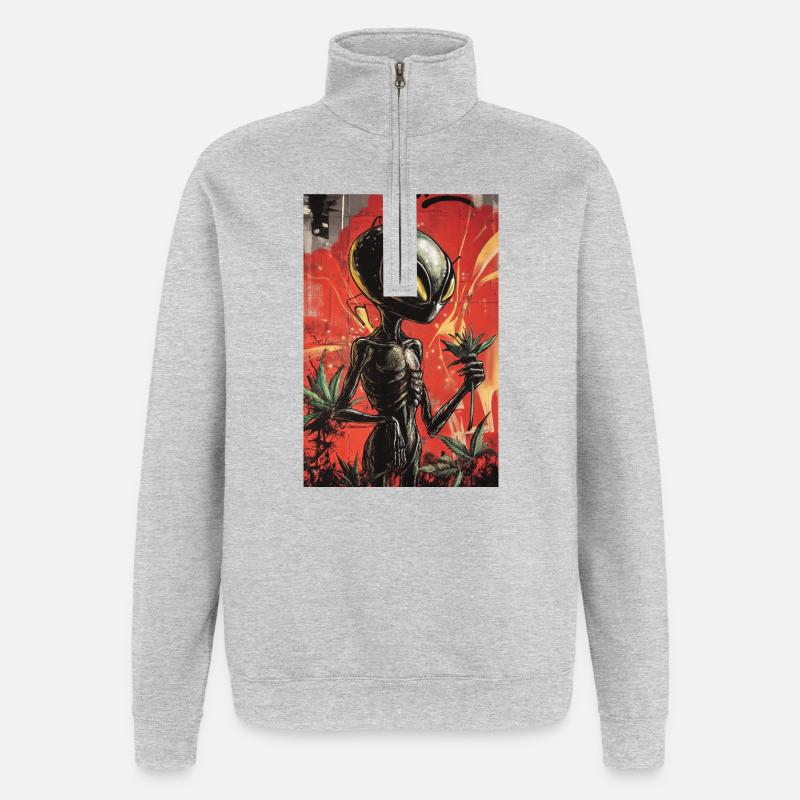 Außerirdischer Gärtner Graffiti - Quarter-Zip-Sweatshirt - Grau meliert