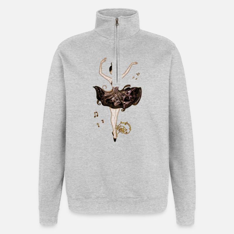 Die Tänzerin der Klänge, - Quarter-Zip-Sweatshirt - Grau meliert