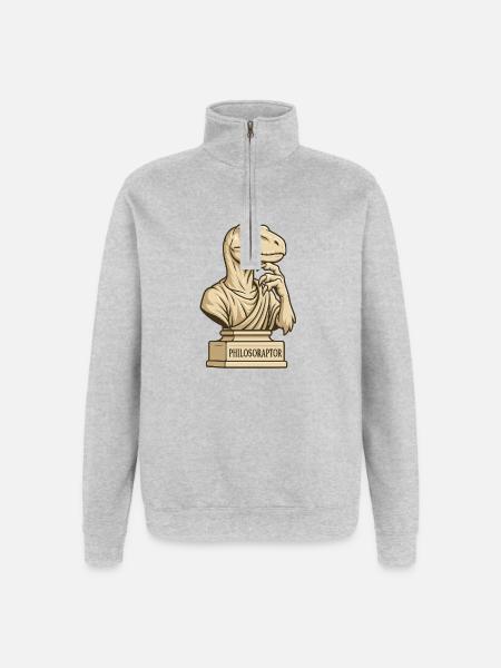Philosoraptor - Quarter-Zip-Sweatshirt - Grau meliert