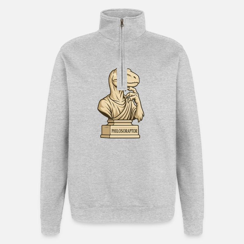 Philosoraptor - Sweat à zip 1/4 - gris chiné