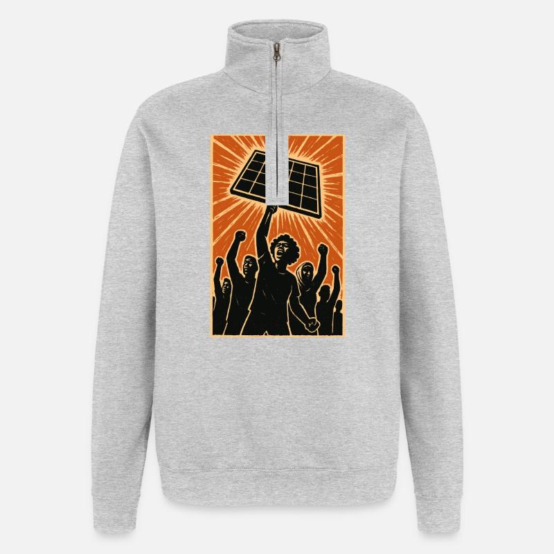 Le pouvoir au peuple – littéralement - Sweat à zip 1/4 - gris chiné