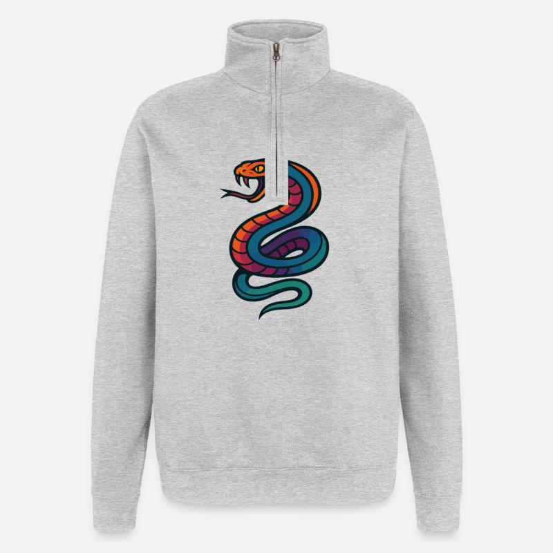 Bunte Schlange - Quarter-Zip-Sweatshirt - Grau meliert