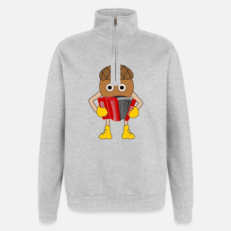 Knopf Akkordeonmutter - Quarter-Zip-Sweatshirt - Grau meliert