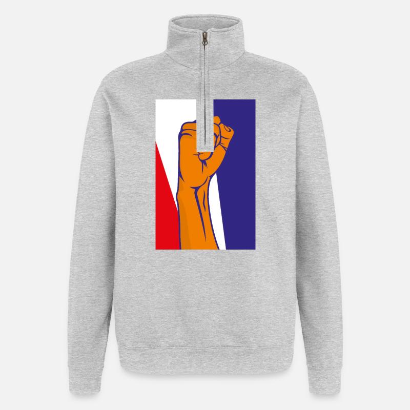 Kampfgeist Faust Illustration - Quarter-Zip-Sweatshirt - Grau meliert