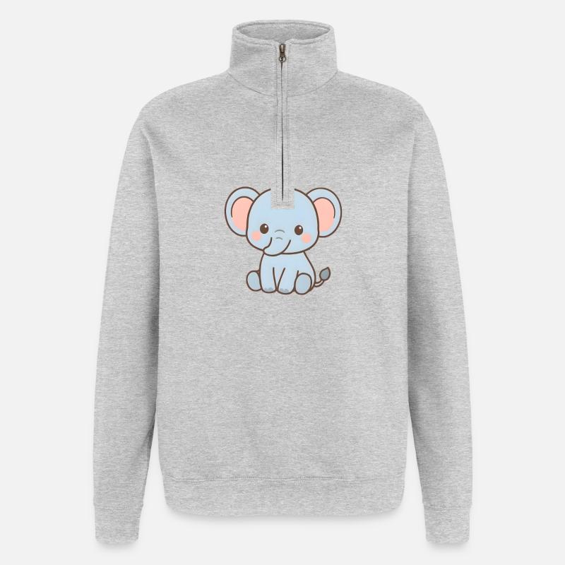 Charming Elephant Teddy Bear Design - Quarter-Zip Sweatshirt - heather grey